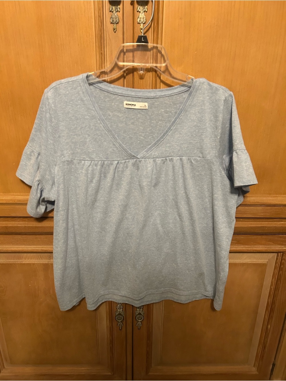 Sonoma Heathered Sky Blue V-Neck Short Sleeve Tee